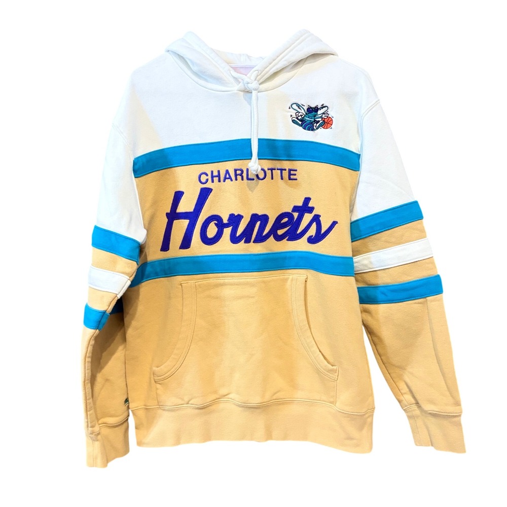 Mitchell & Ness VTG Charlotte Hornets NBA Hardwood Classics Hoodie Gold Cream M